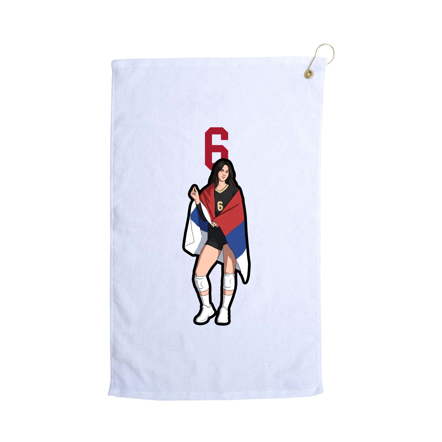 Golf Towel — Number Top in White