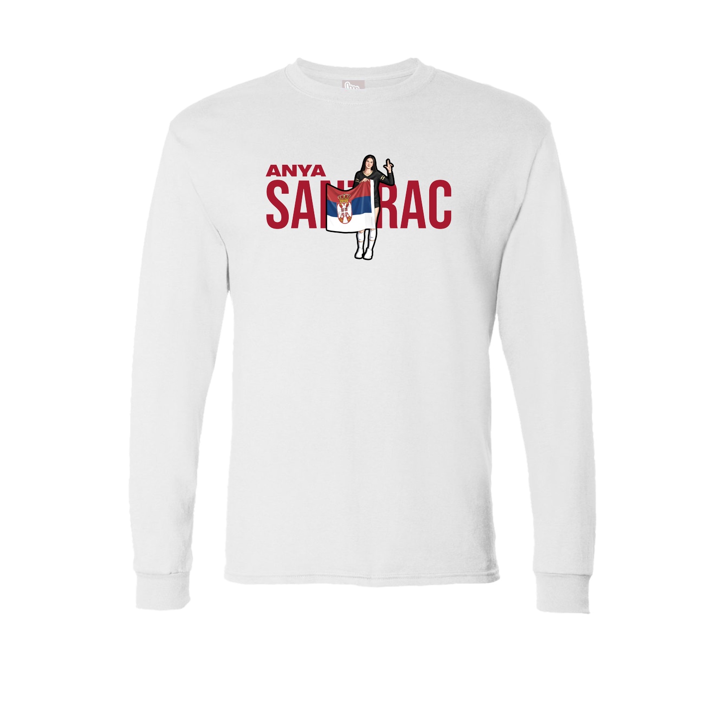 Long Sleeve Tee — Player Name in White