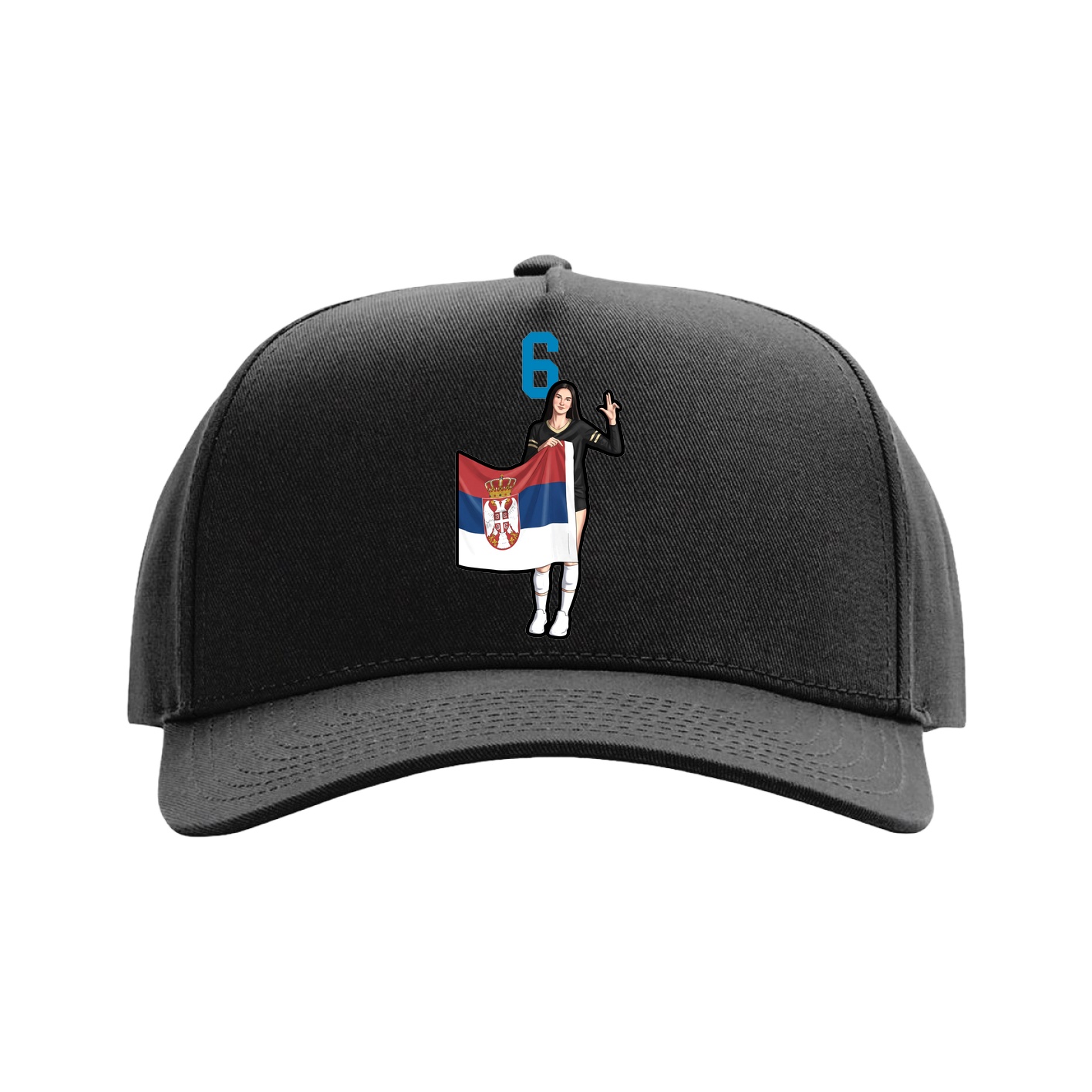 Full Fabric Five-Panel Champ Cap — Number Top in Black