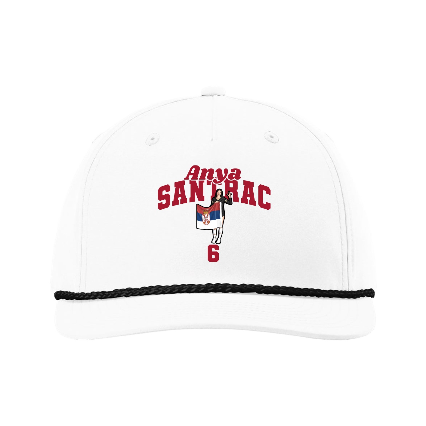 Five-Panel Classic Rope Cap — Signature Arch in White