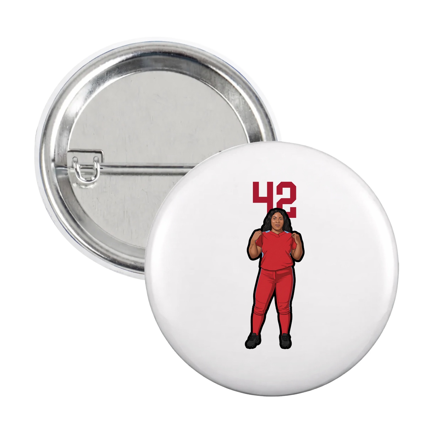 Game Day Button — Number Top in White