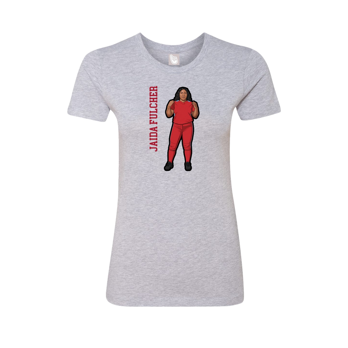 Fitted Women's Tee — Name Vertical in Grey