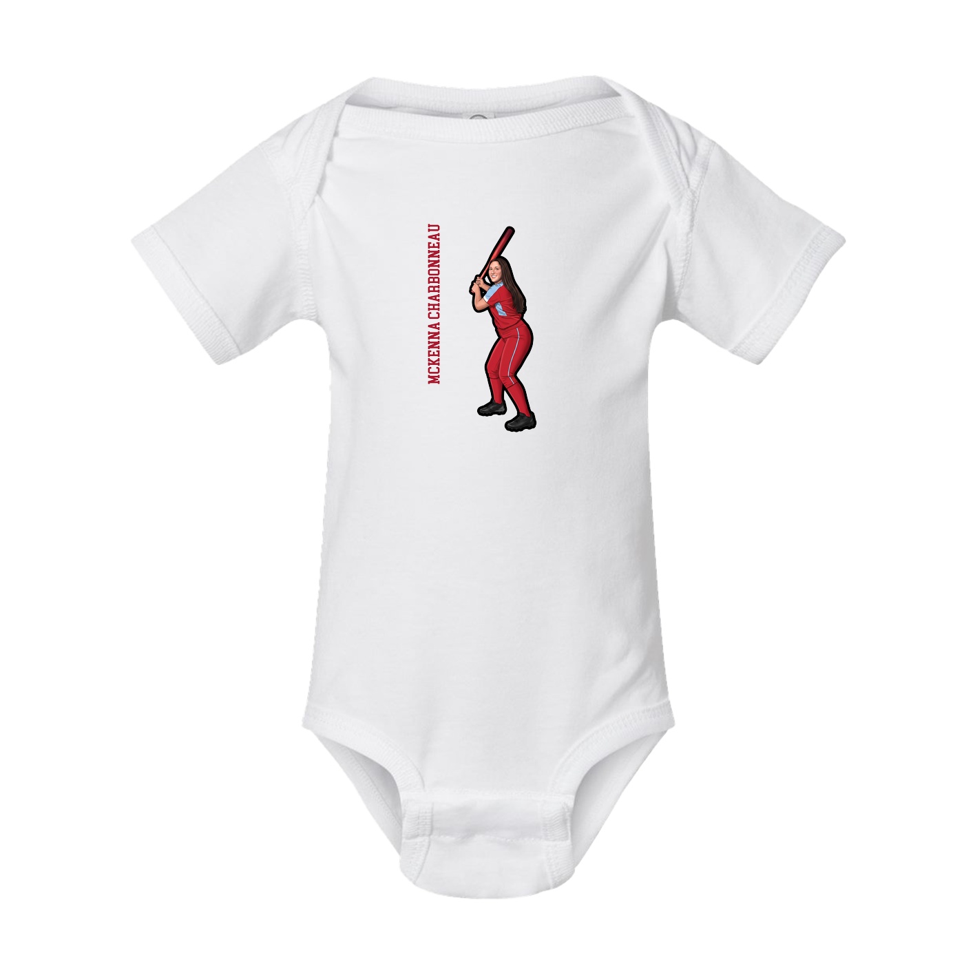 Baby Onesie — Name Vertical in White