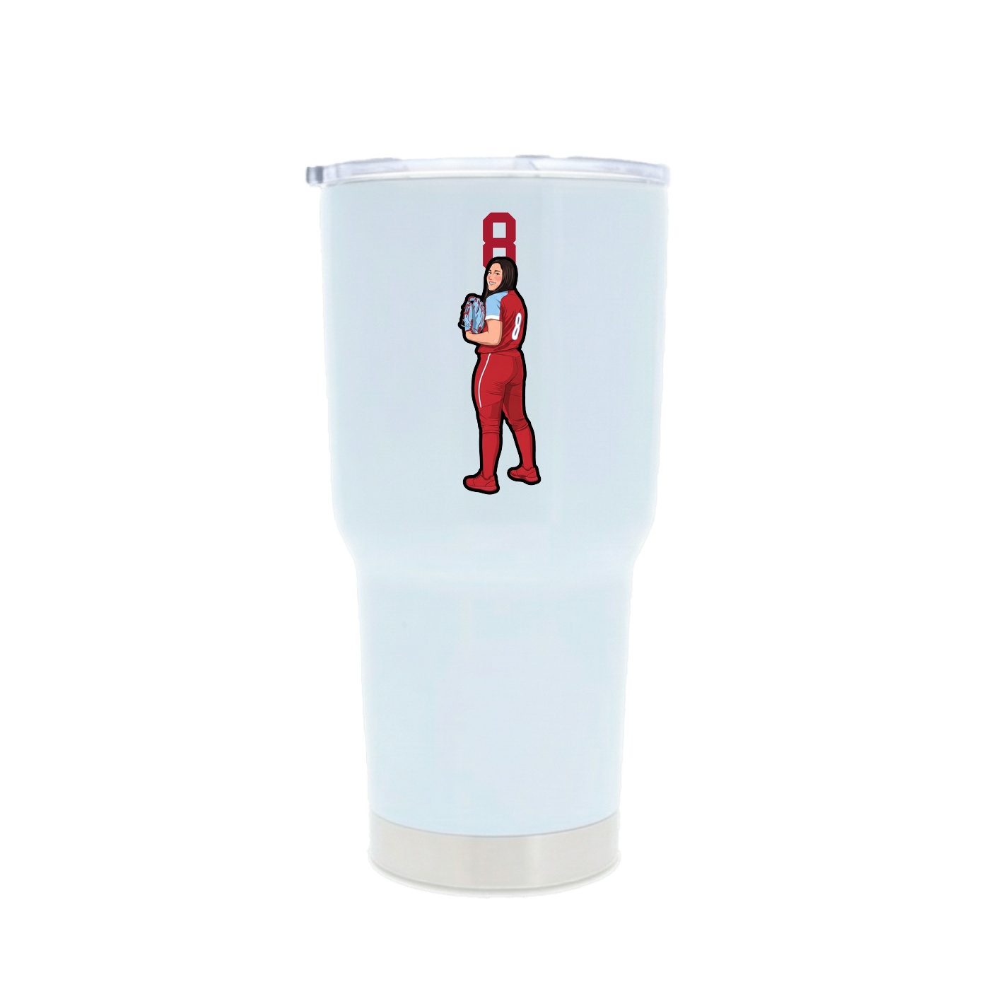 30oz Stainless Steel Tumbler — Number Top in White