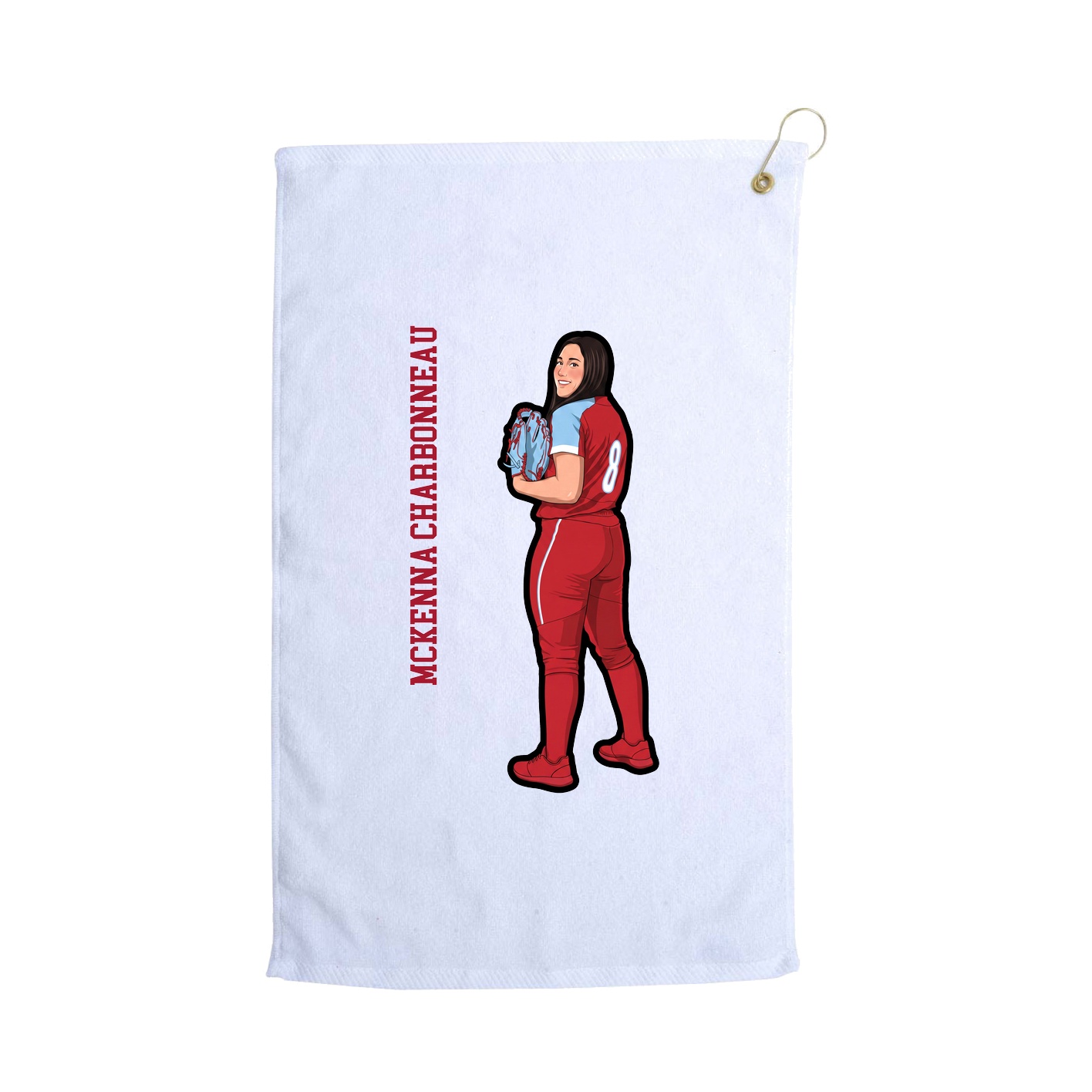 Golf Towel — Name Vertical in White