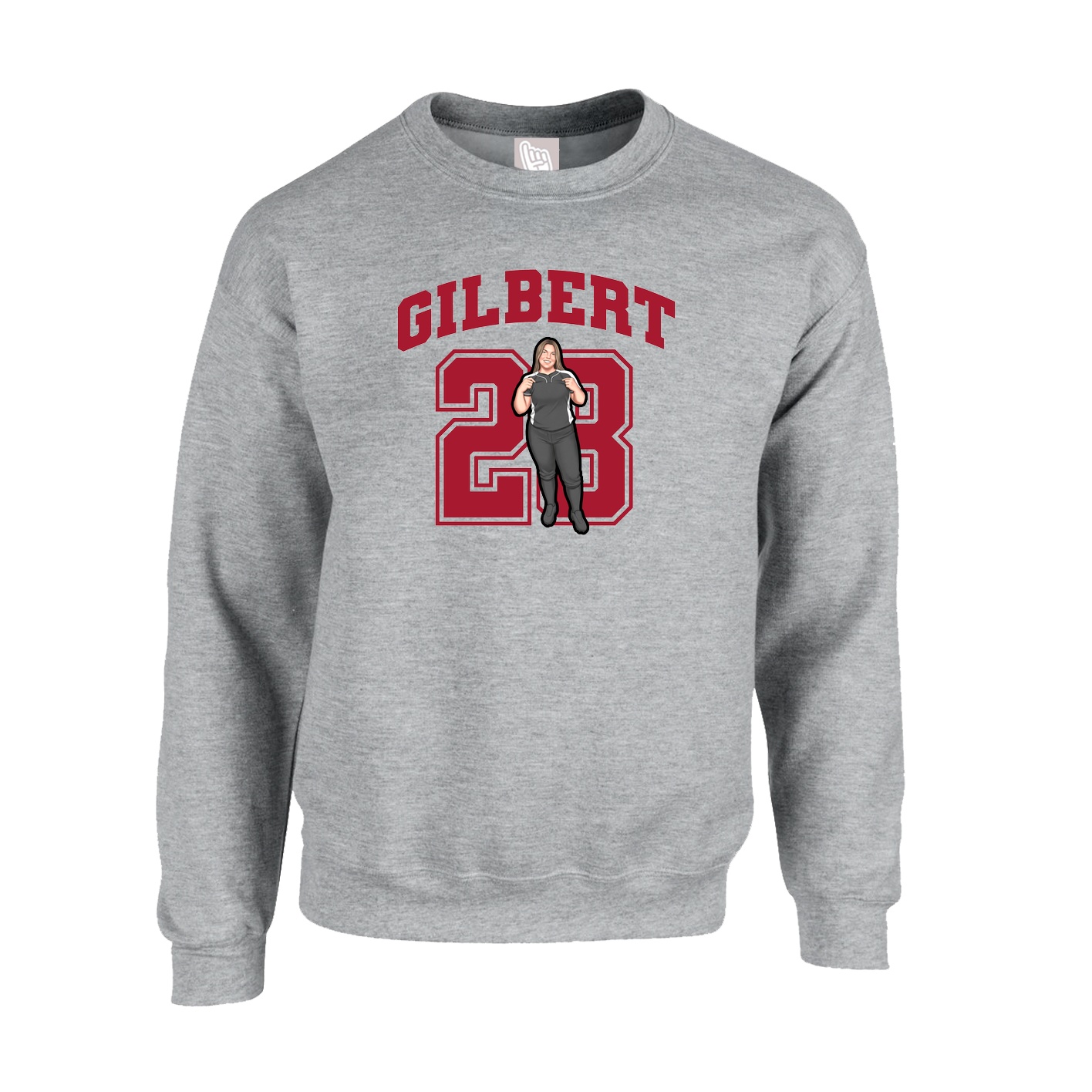 Fleece Crew — Number in Grey