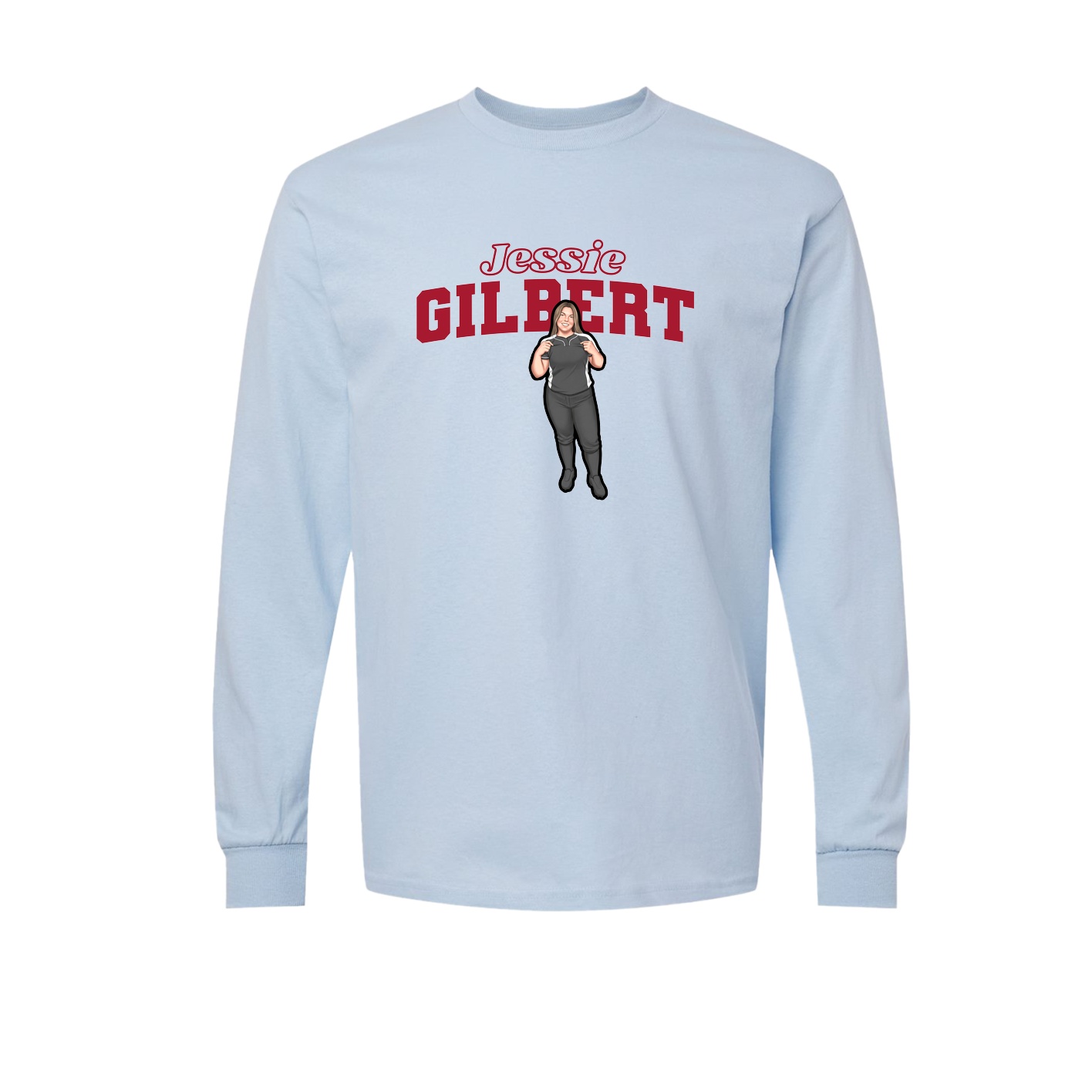 Long Sleeve Tee — Name Arch in Light Blue