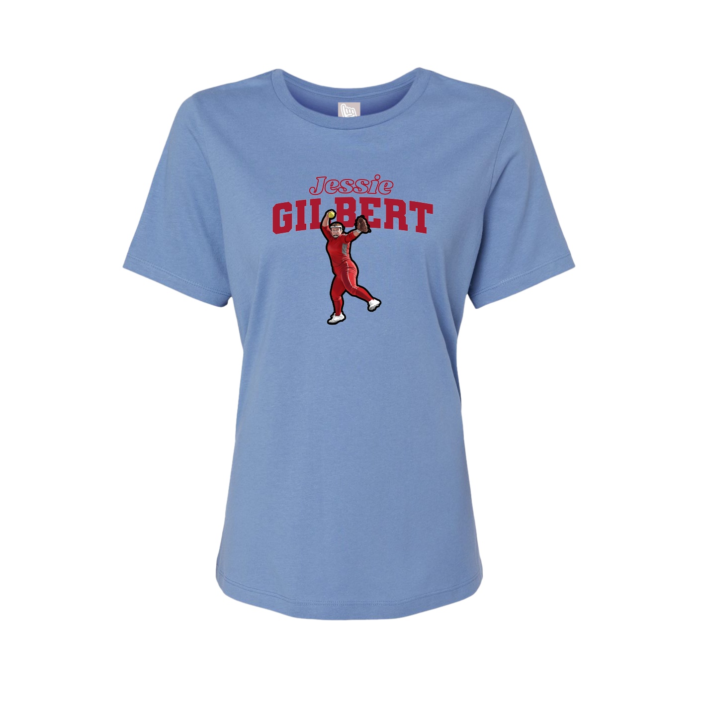 Fitted Women's Tee — Name Arch in Powder Blue
