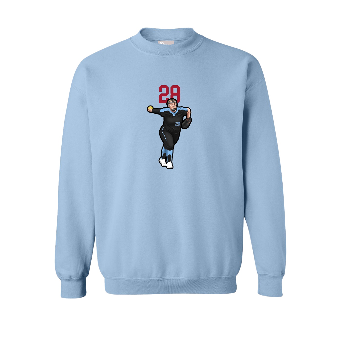 Fleece Crew — Number Top in Light Blue