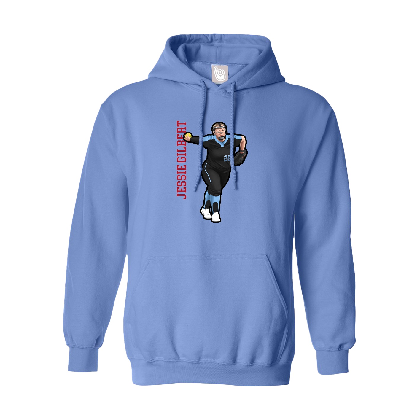Youth Hoodie — Name Vertical in Powder Blue