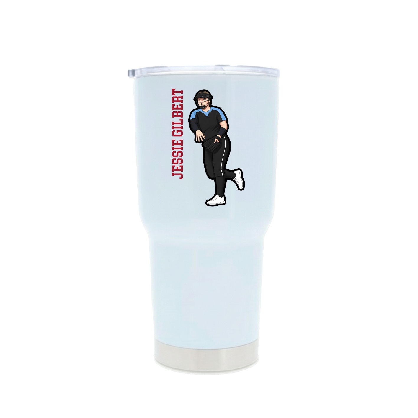 30oz Stainless Steel Tumbler — Name Vertical in White