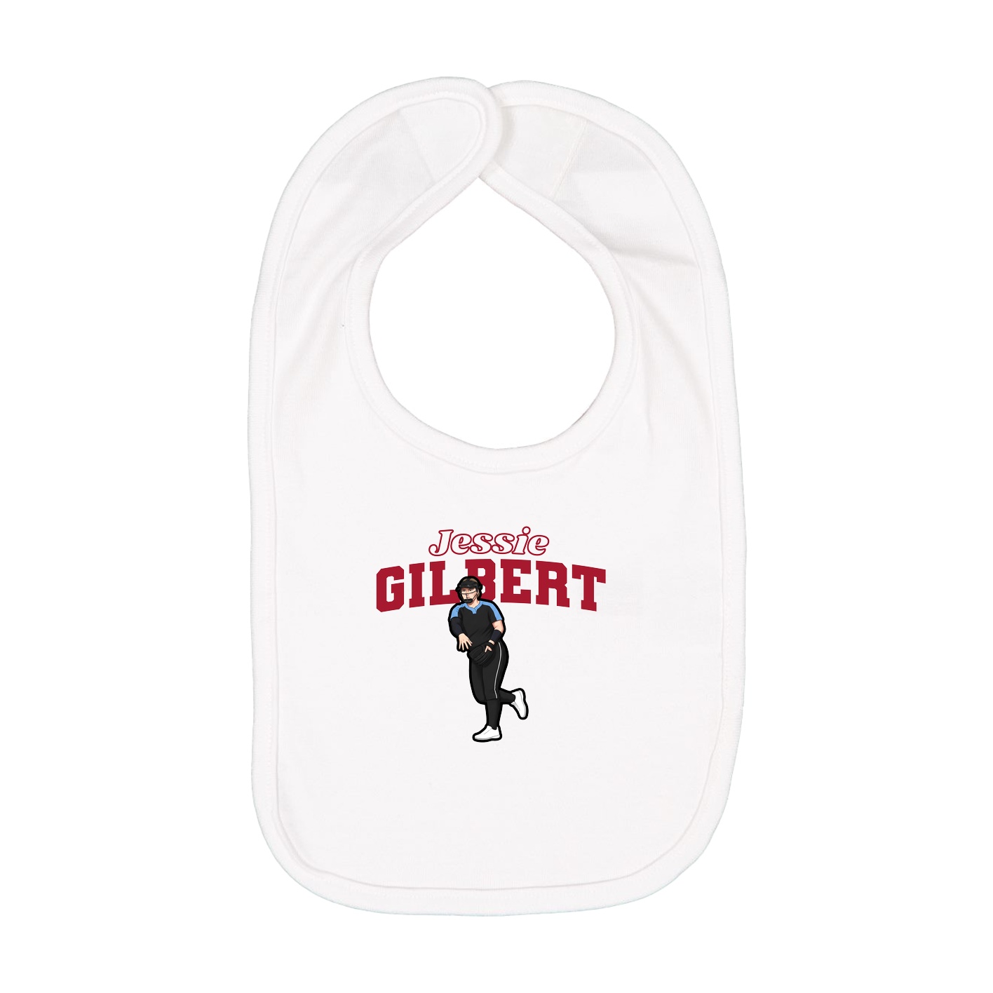 Infant Bib — Name Arch in White