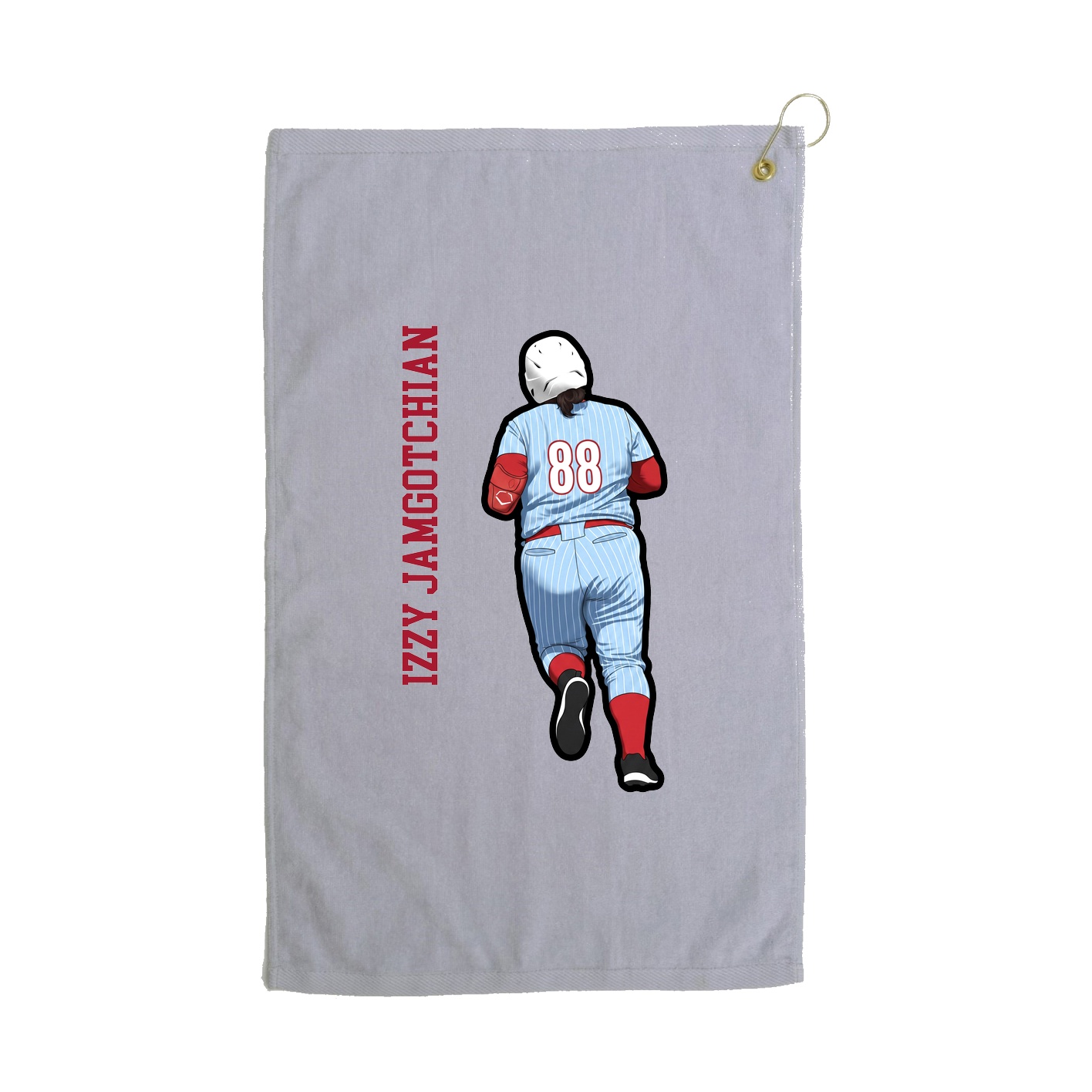 Golf Towel — Name Vertical in Grey