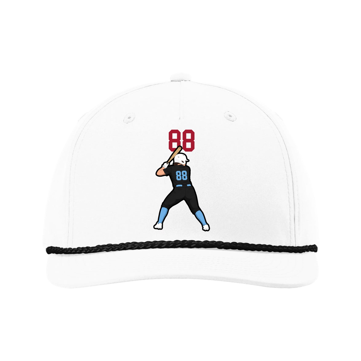Five-Panel Classic Rope Cap — Number Top in White