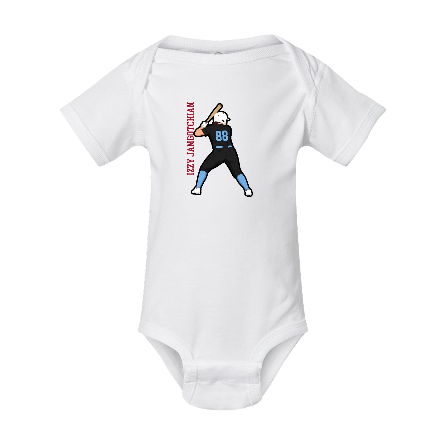 Baby Onesie — Name Vertical in White