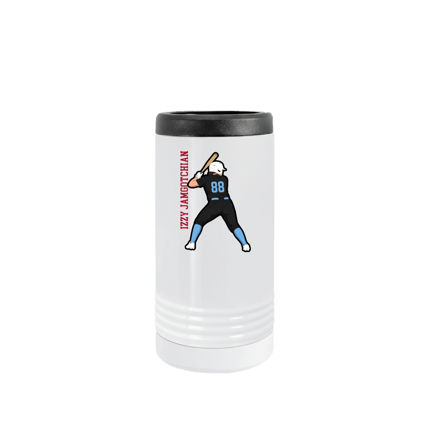 Slim Beverage Holder — Name Vertical in White