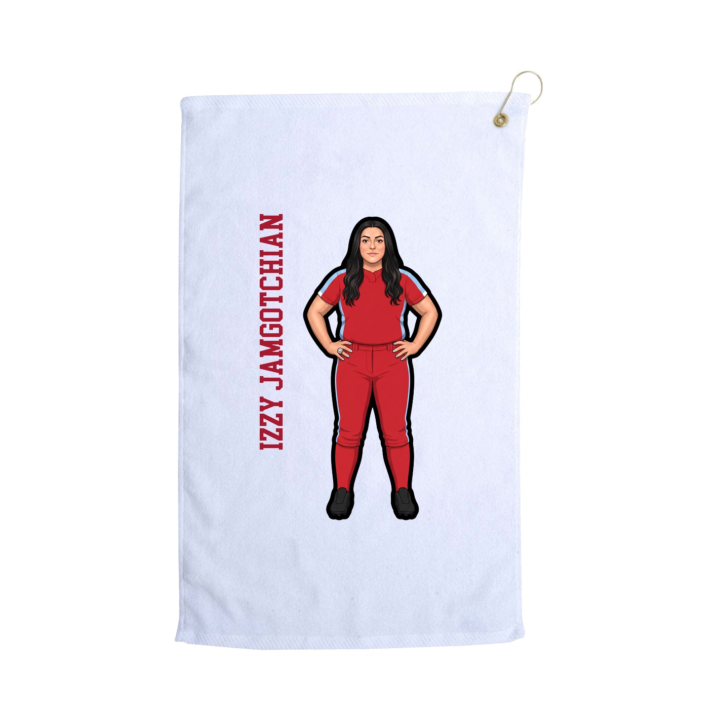 Golf Towel — Name Vertical in White