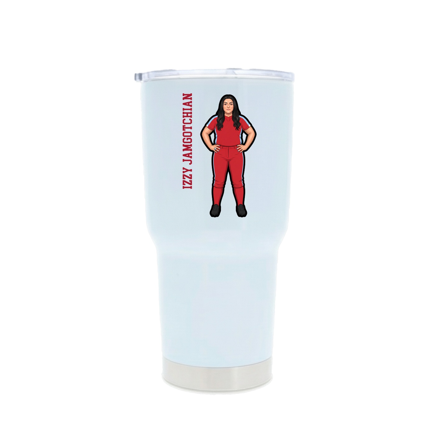 30oz Stainless Steel Tumbler — Name Vertical in White
