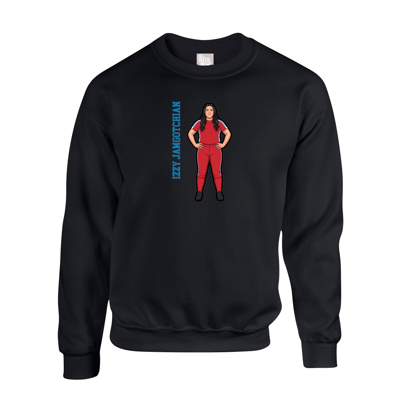 Fleece Crew — Name Vertical in Black
