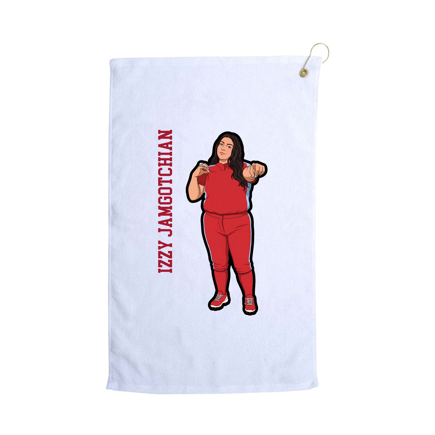 Golf Towel — Name Vertical in White
