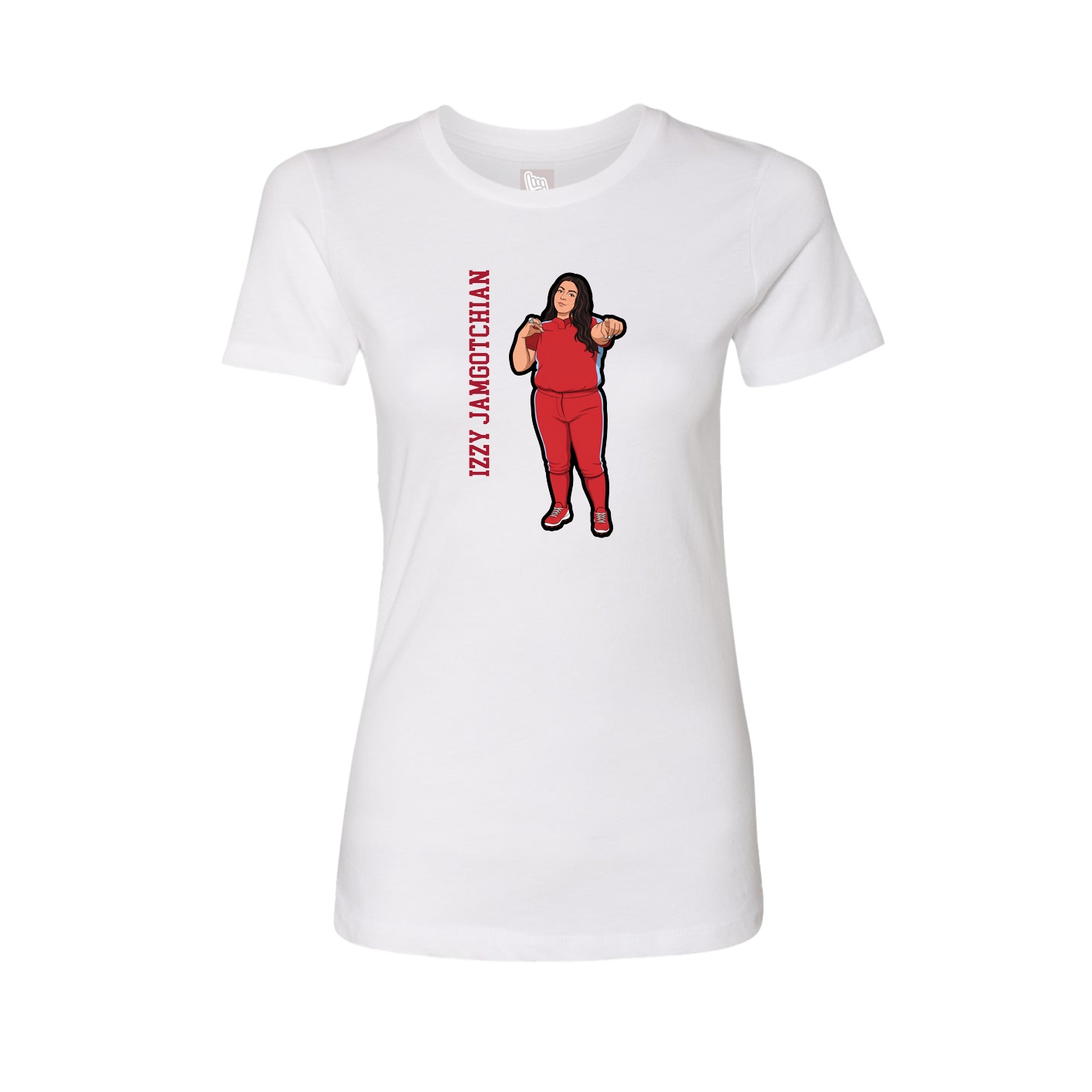 Womens Tee — Name Vertical in White