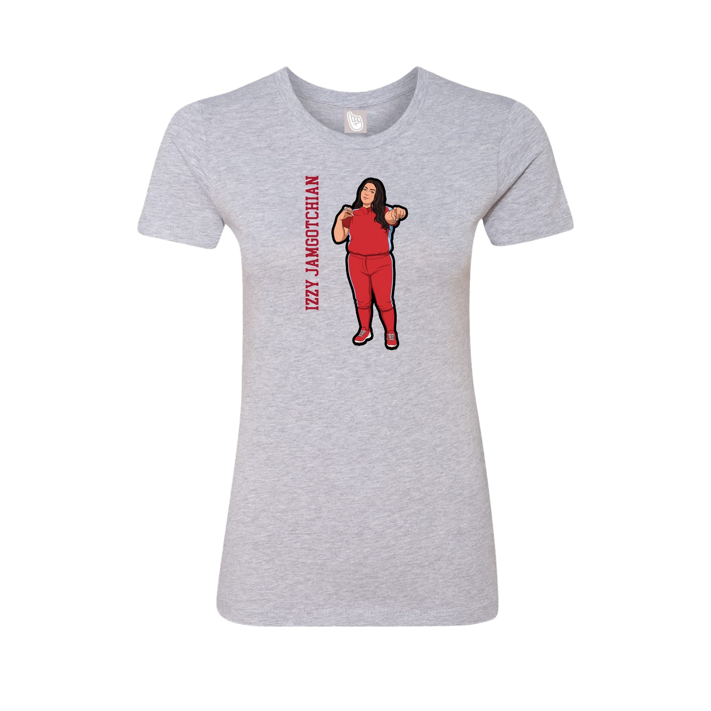 Fitted Women's Tee — Name Vertical in Grey