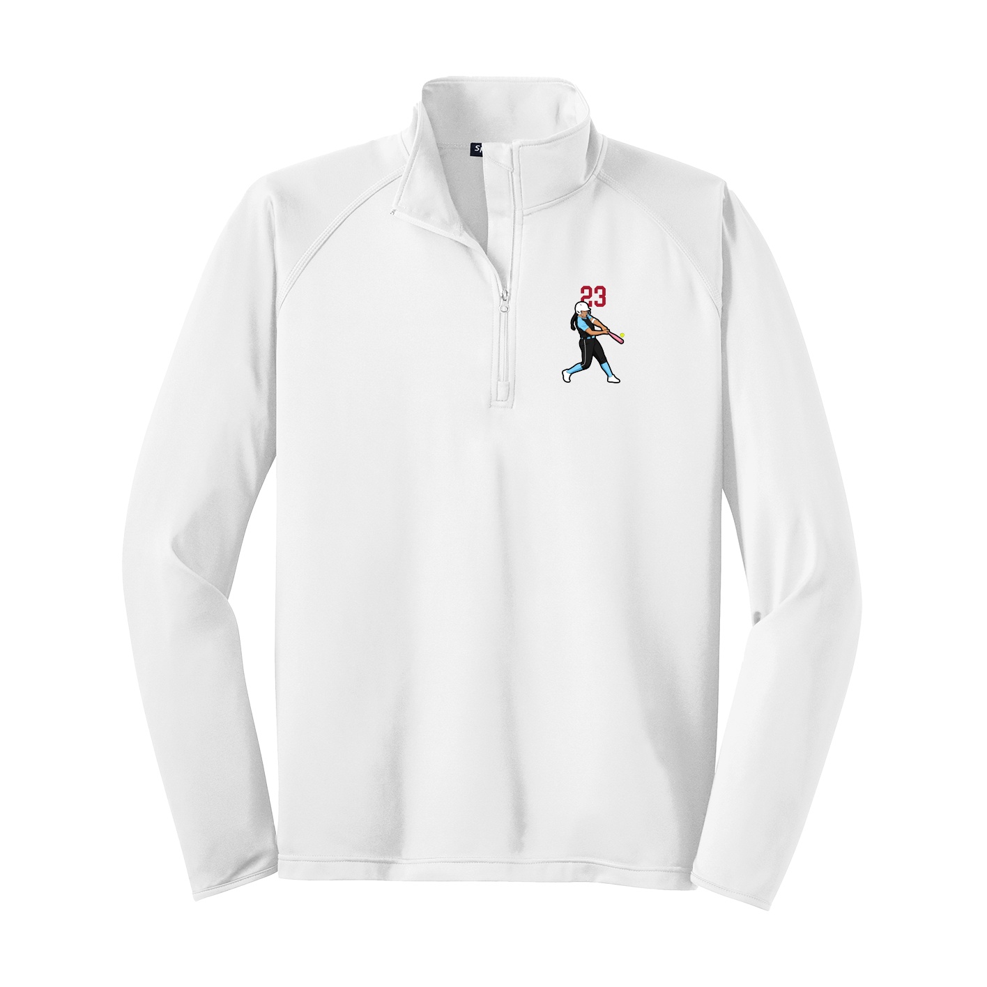 Q-Zip Pullover — Number Top in White