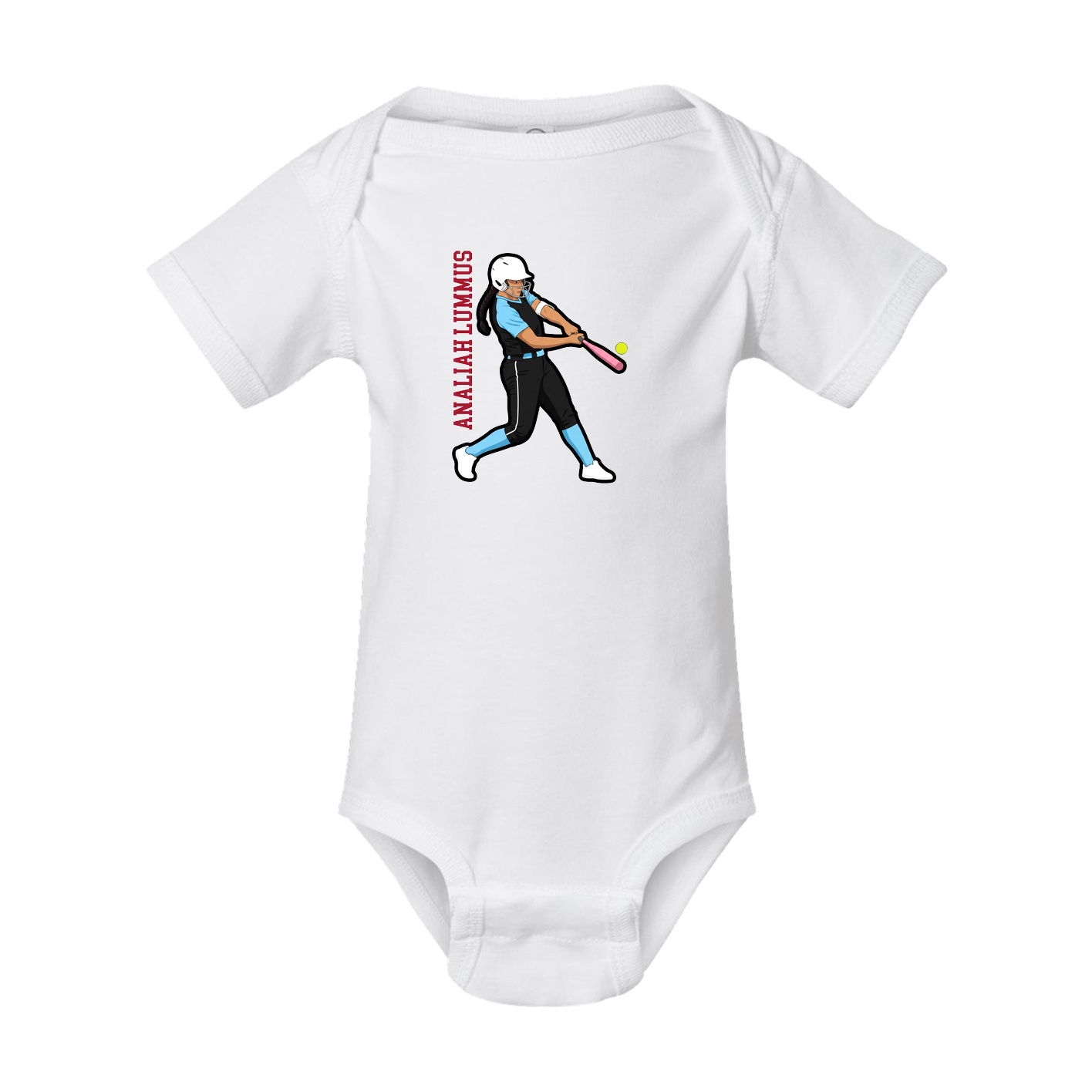 Baby Onesie — Name Vertical in White
