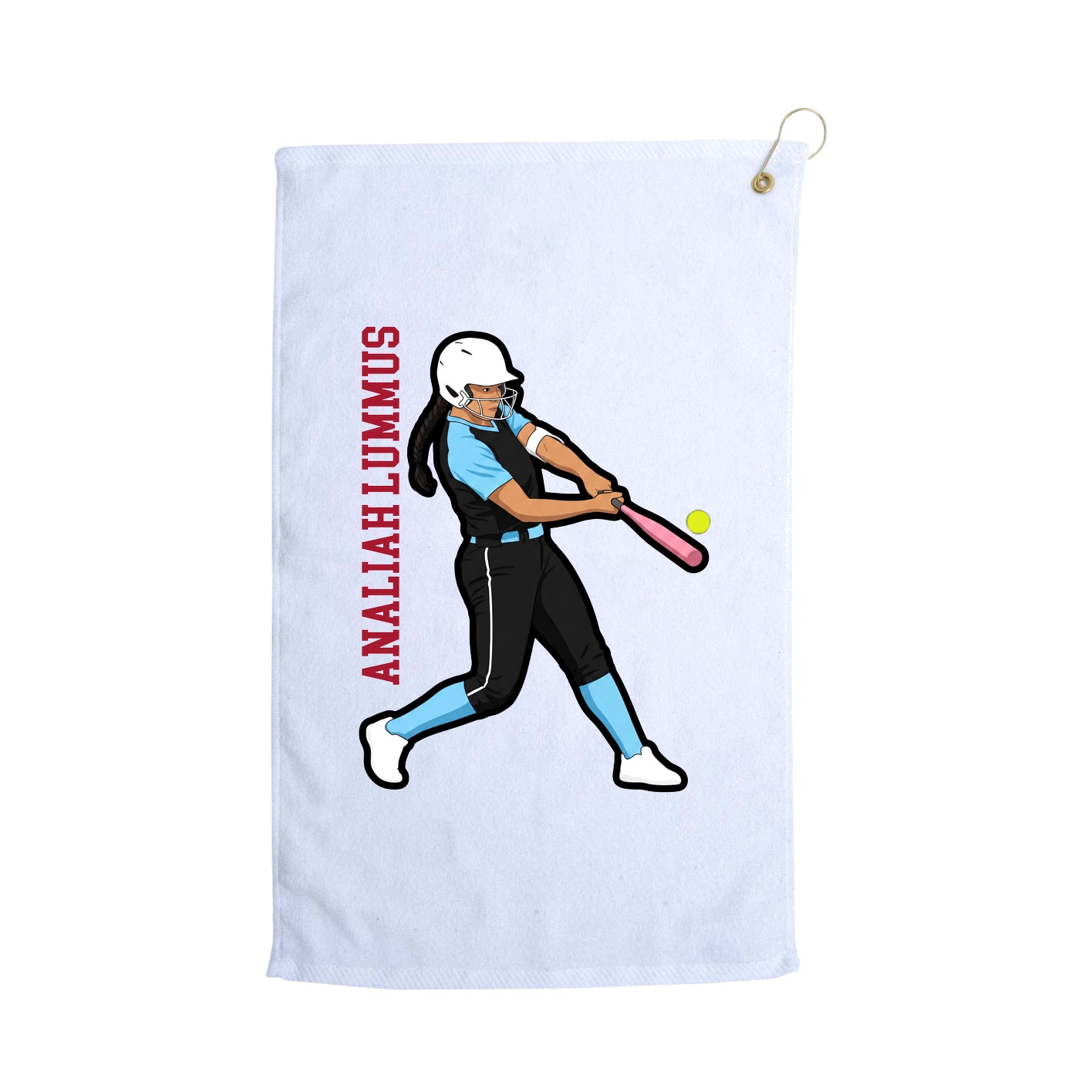 Golf Towel — Name Vertical in White