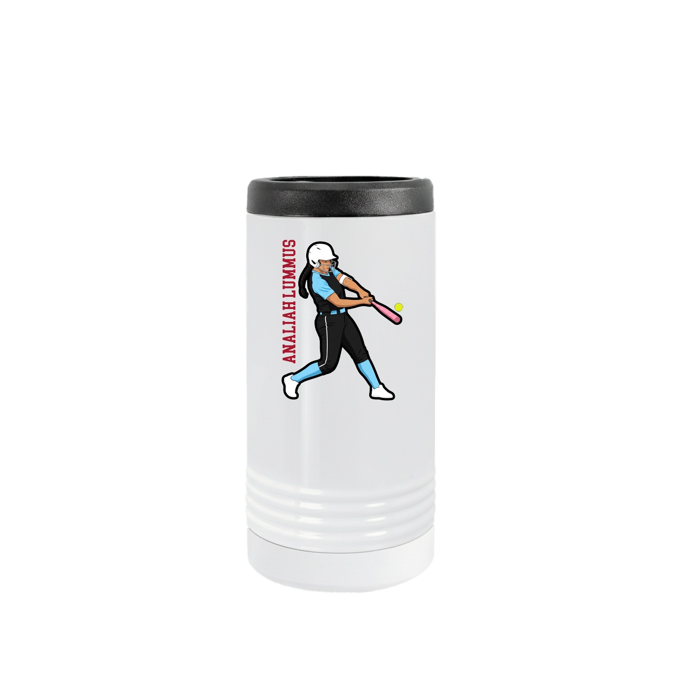 Slim Beverage Holder — Name Vertical in White