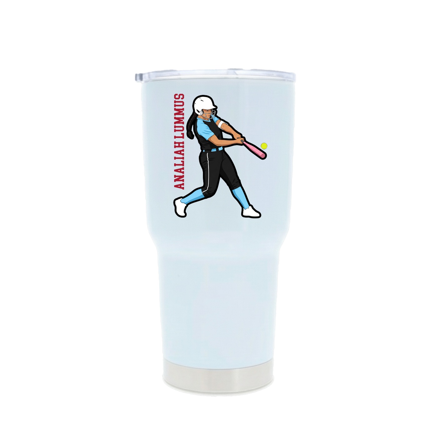 30oz Stainless Steel Tumbler — Name Vertical in White