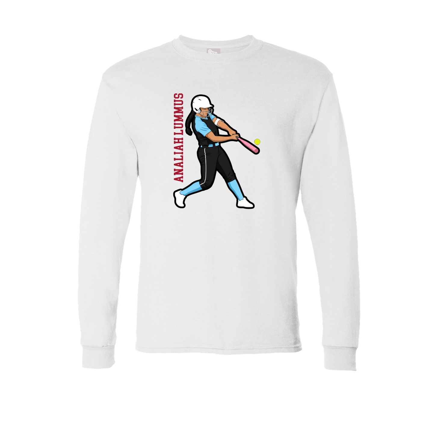 Long Sleeve Tee — Name Vertical in White