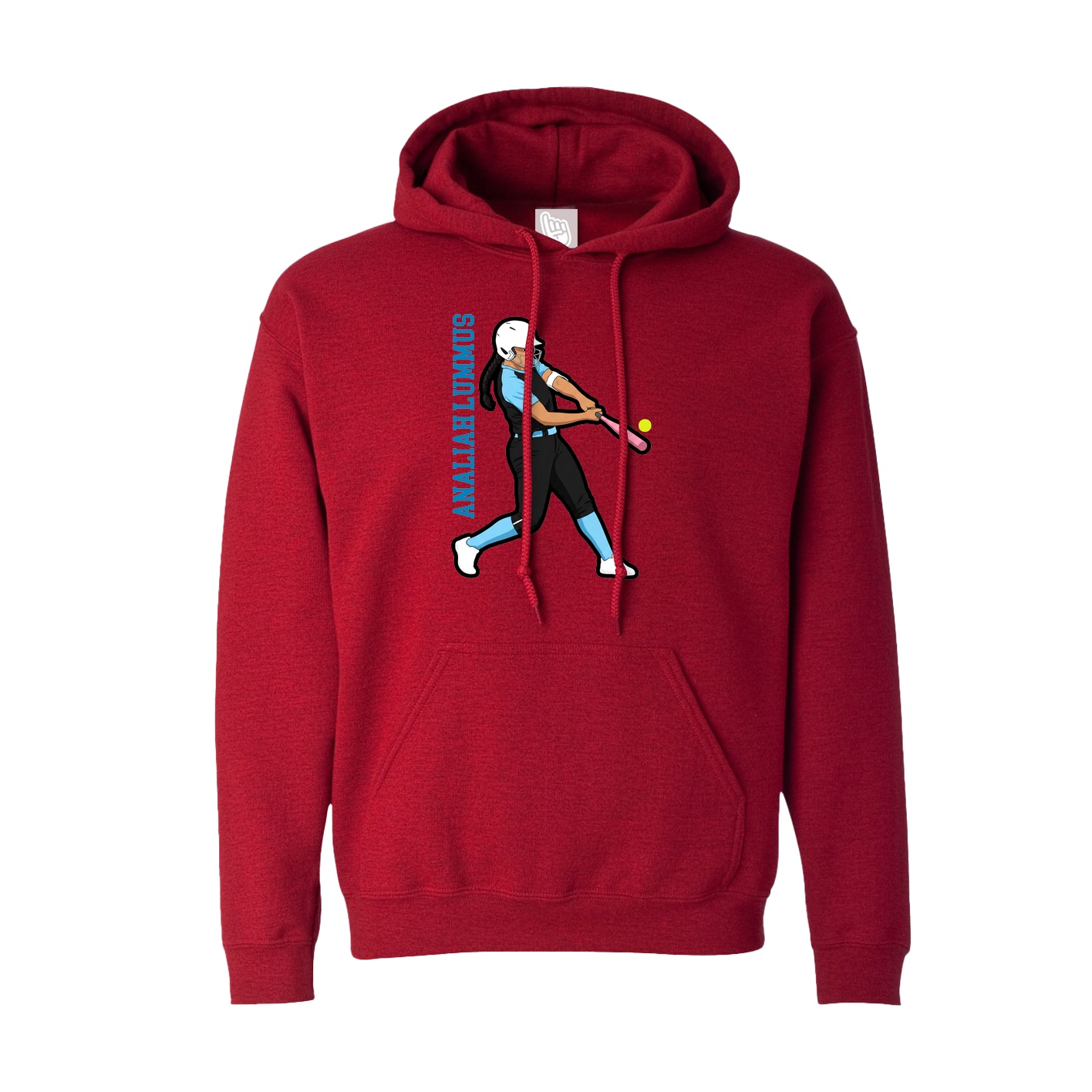 Hoodie — Name Vertical in Crimson