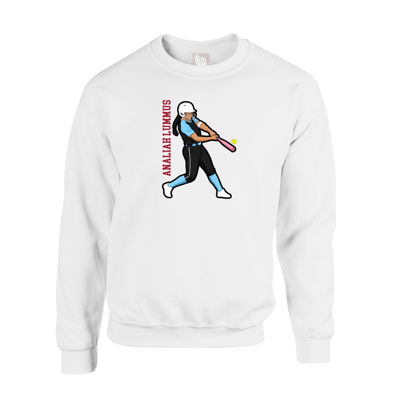 Fleece Crew — Name Vertical in White