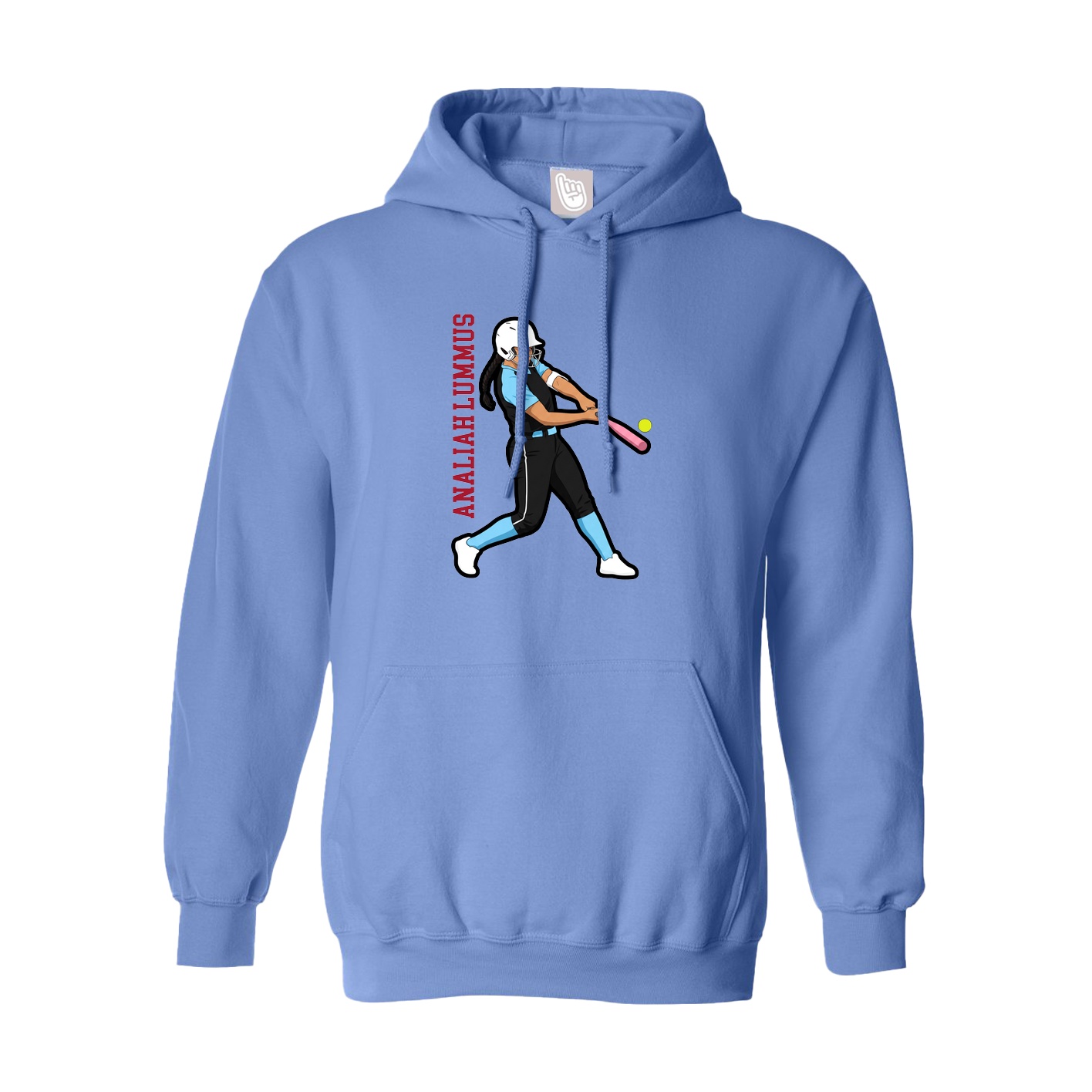 Youth Hoodie — Name Vertical in Powder Blue
