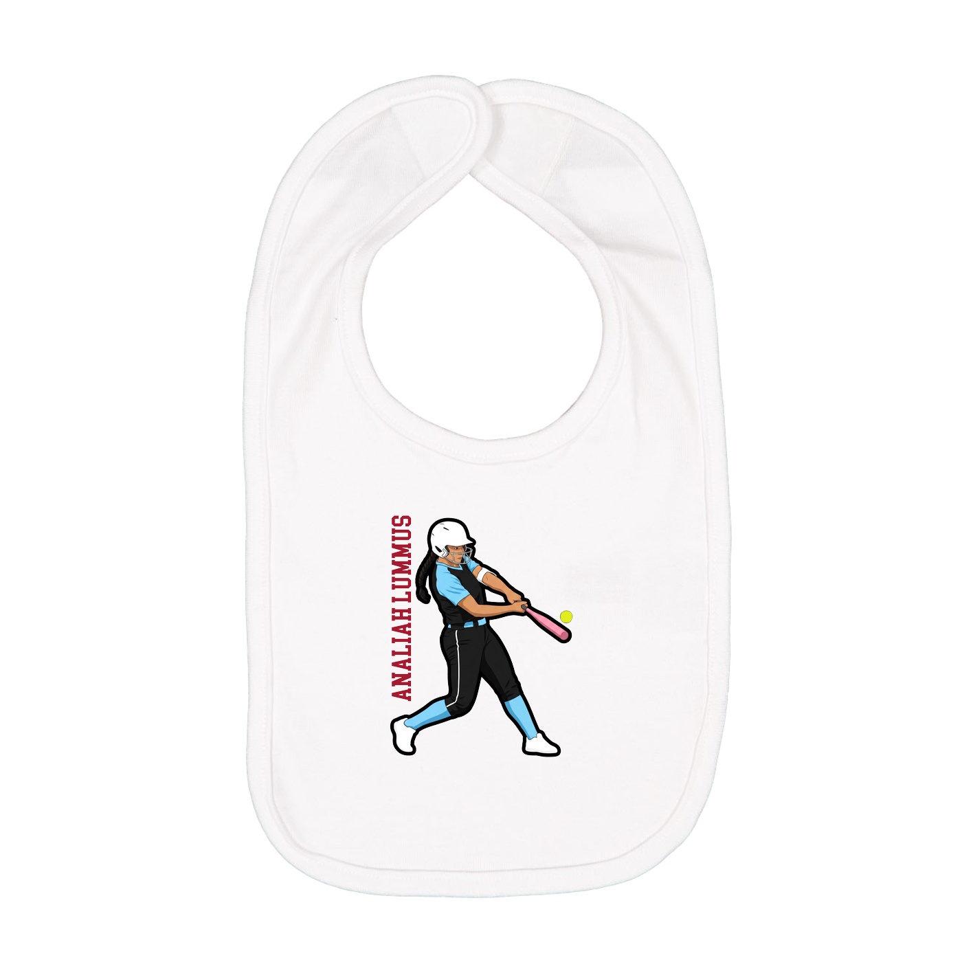 Infant Bib — Name Vertical in White