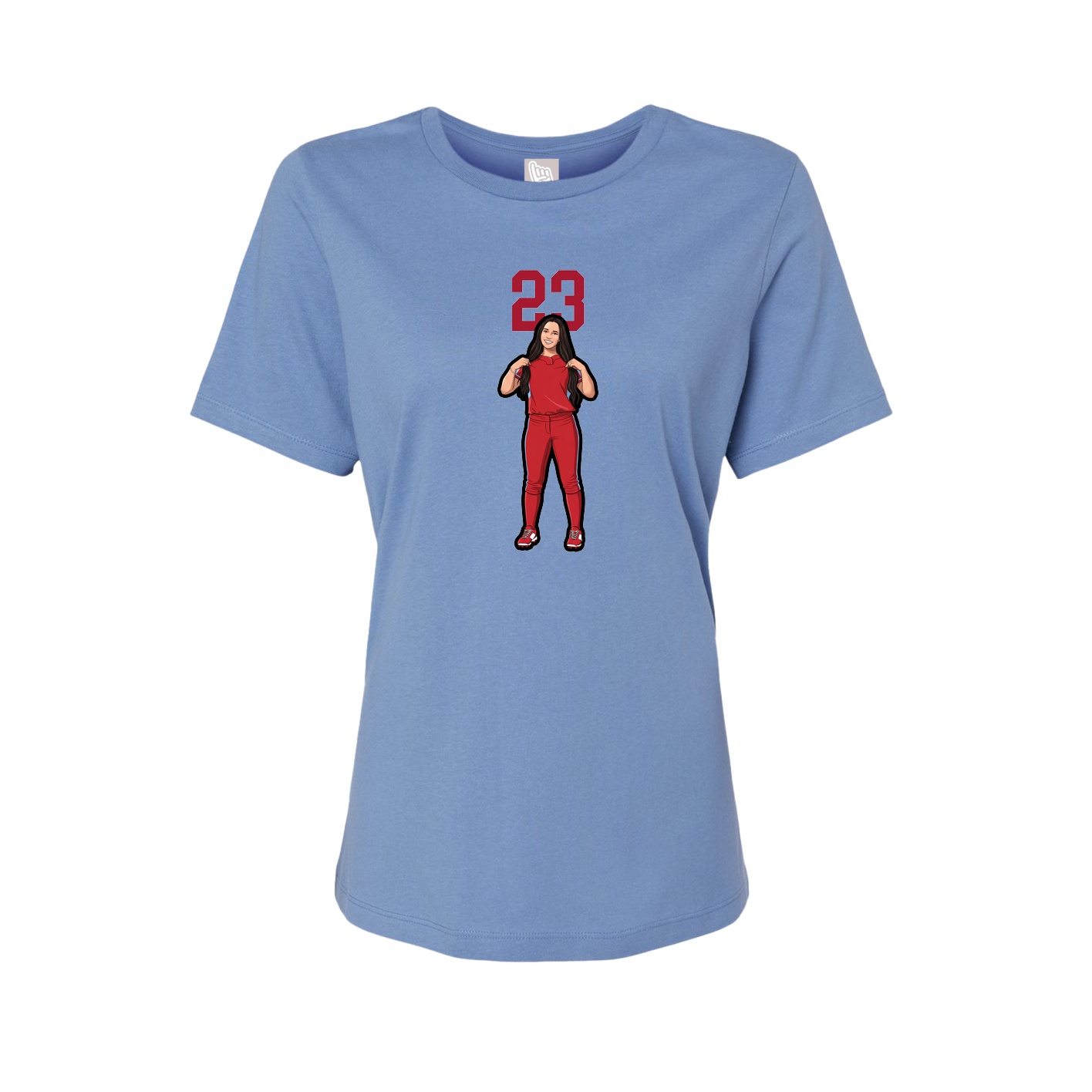 Womens Tee — Number Top in Powder Blue