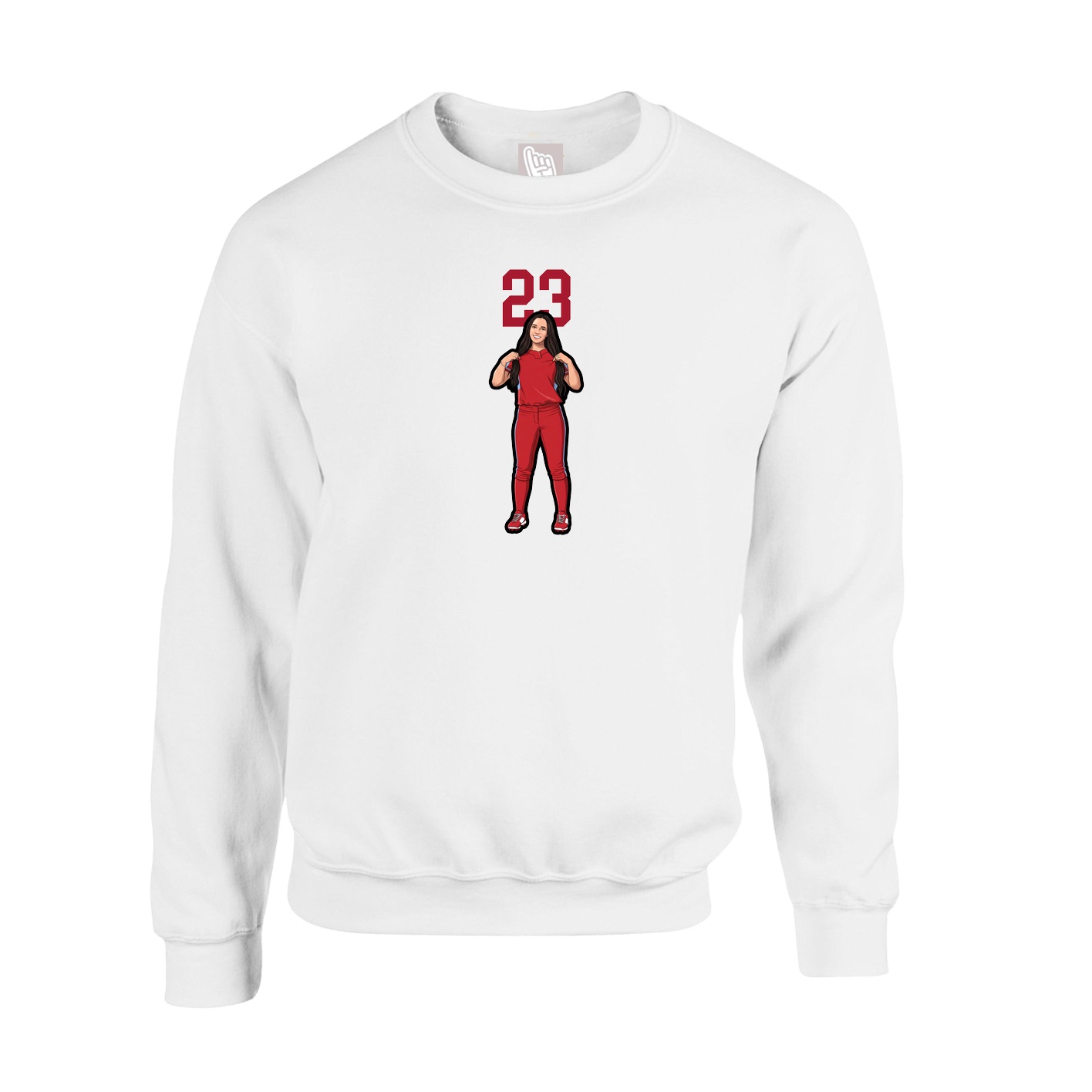Fleece Crew — Number Top in White