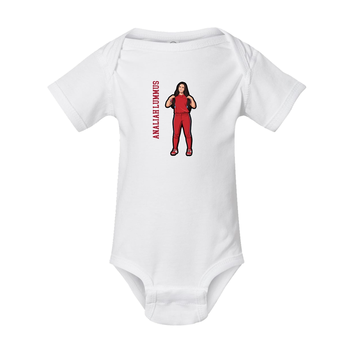 Baby Onesie — Name Vertical in White