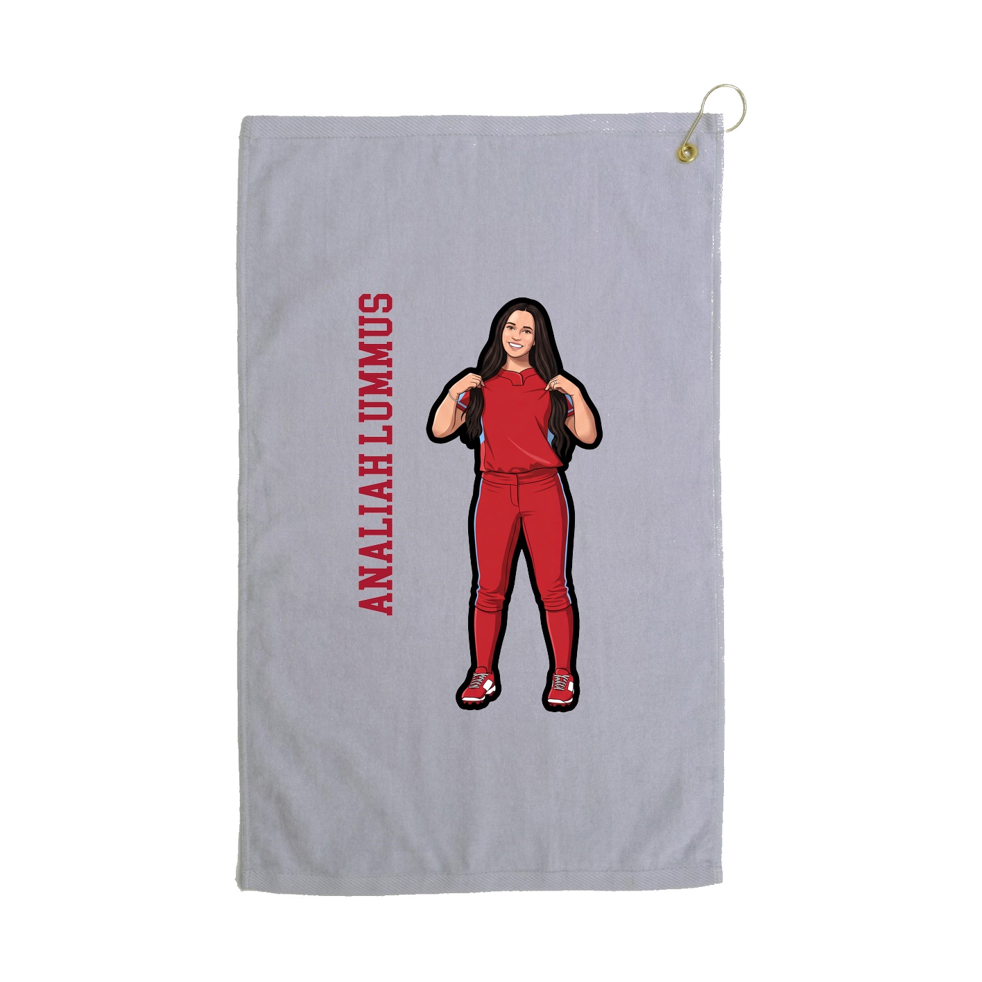 Golf Towel — Name Vertical in Grey