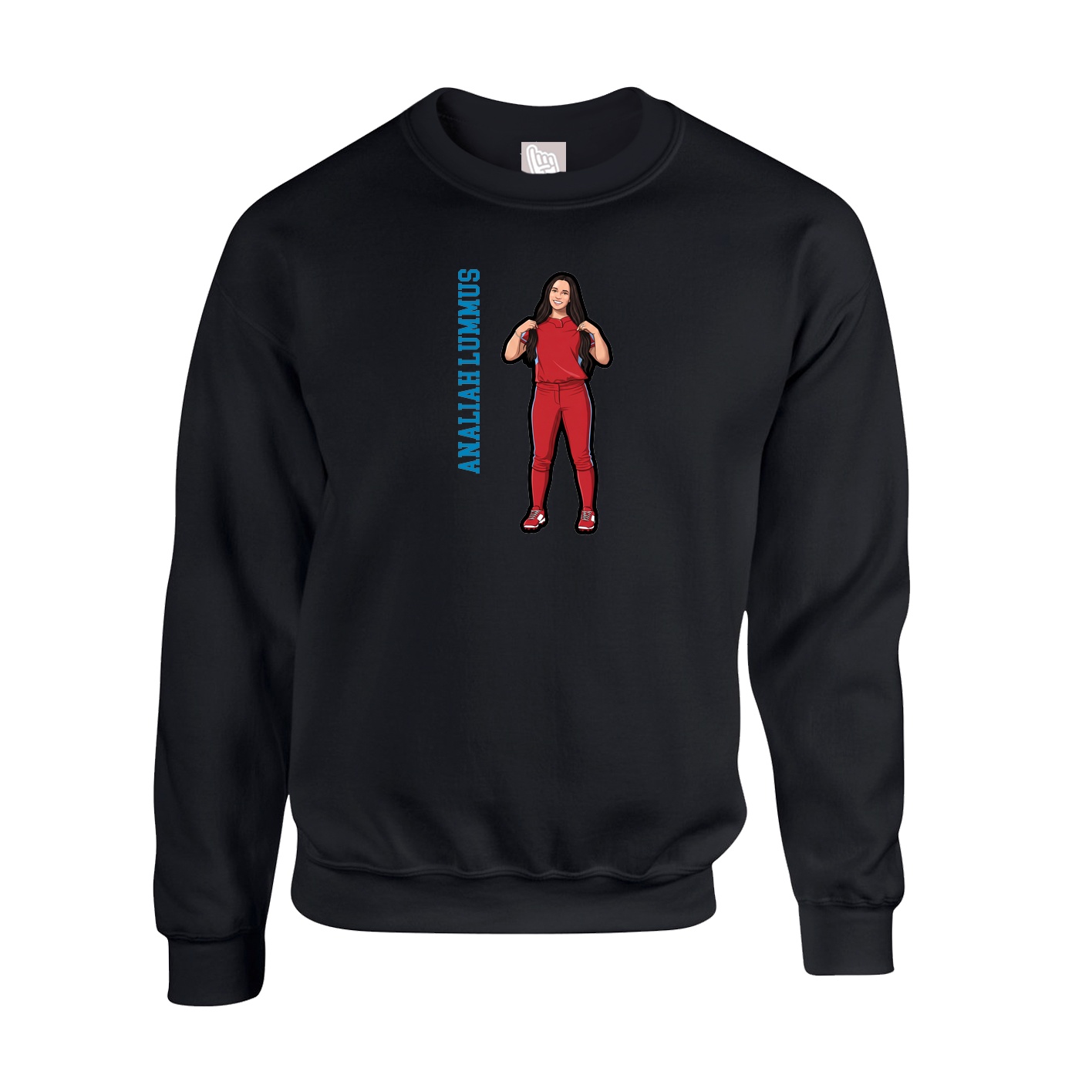 Fleece Crew — Name Vertical in Black