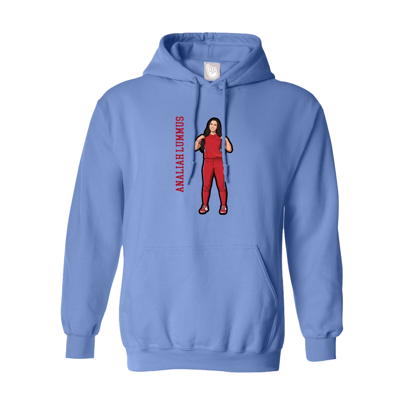 Youth Hoodie — Name Vertical in Powder Blue