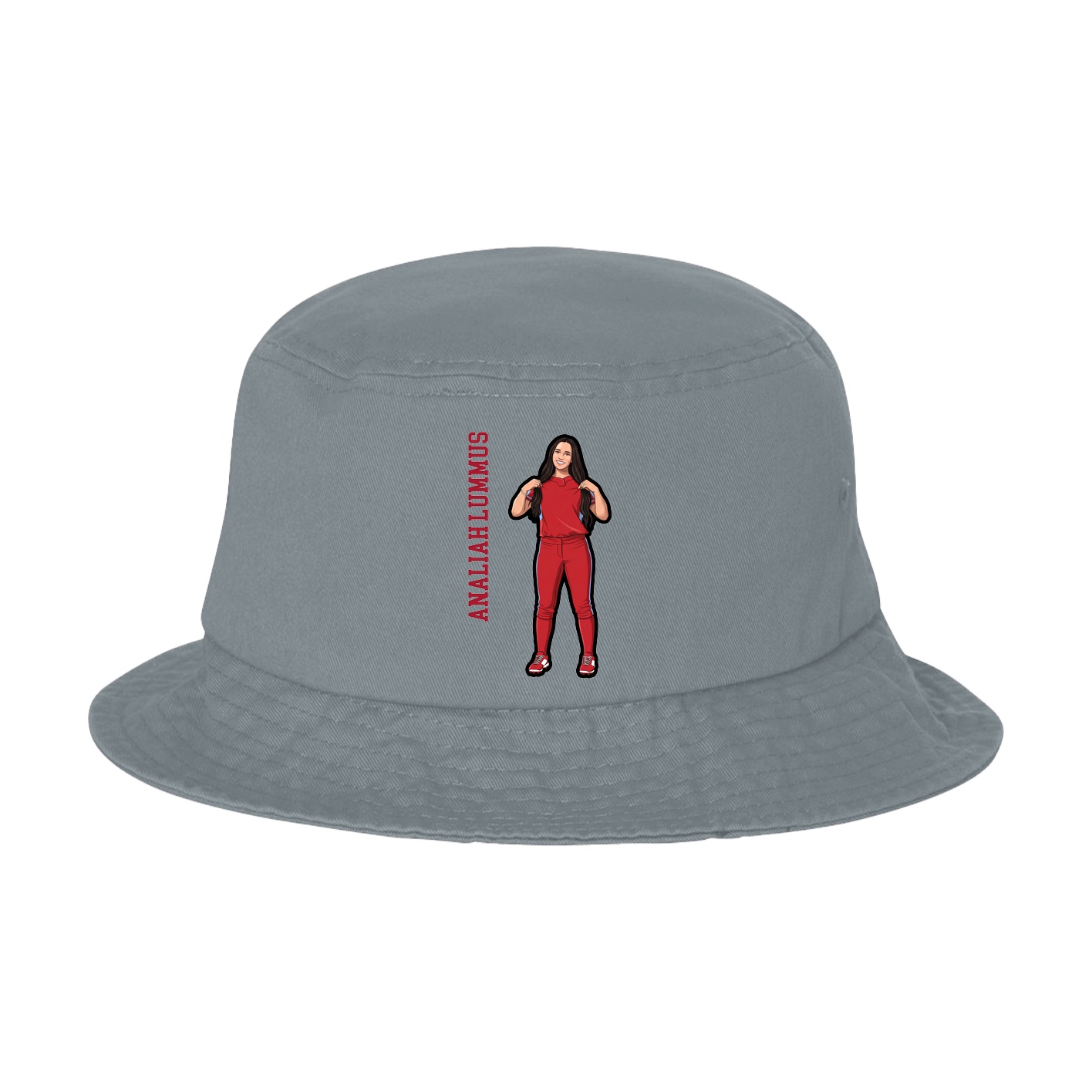 Bucket Cap — Name Vertical in Grey