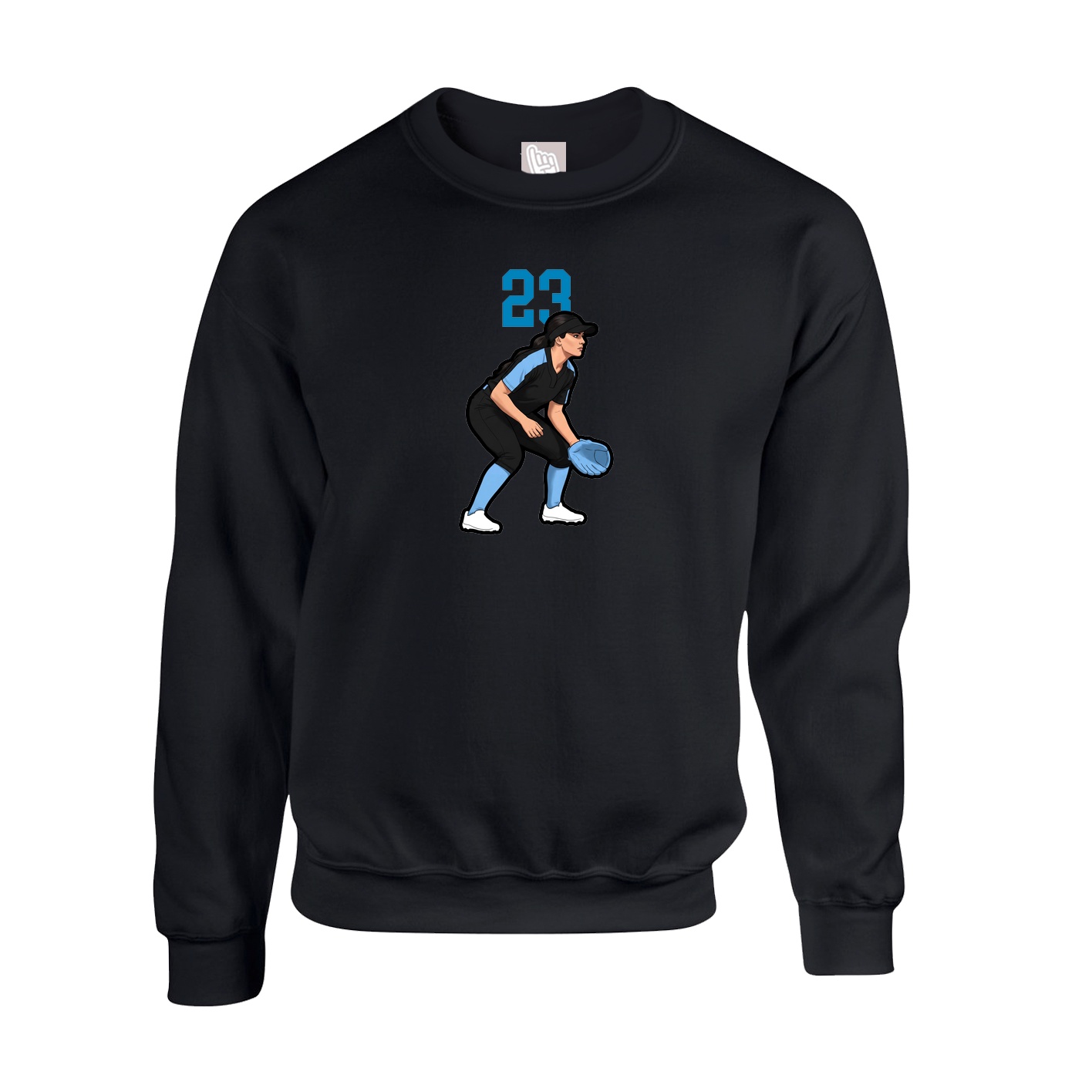 Fleece Crew — Number Top in Black