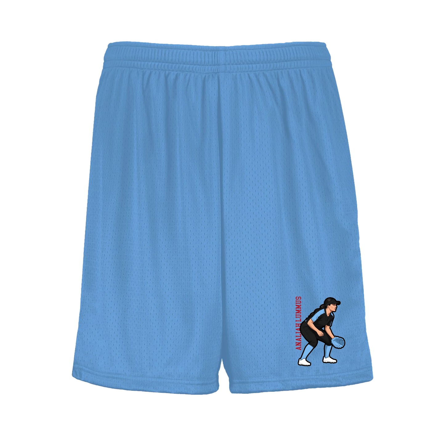 Shorts — Name Vertical in Light Blue