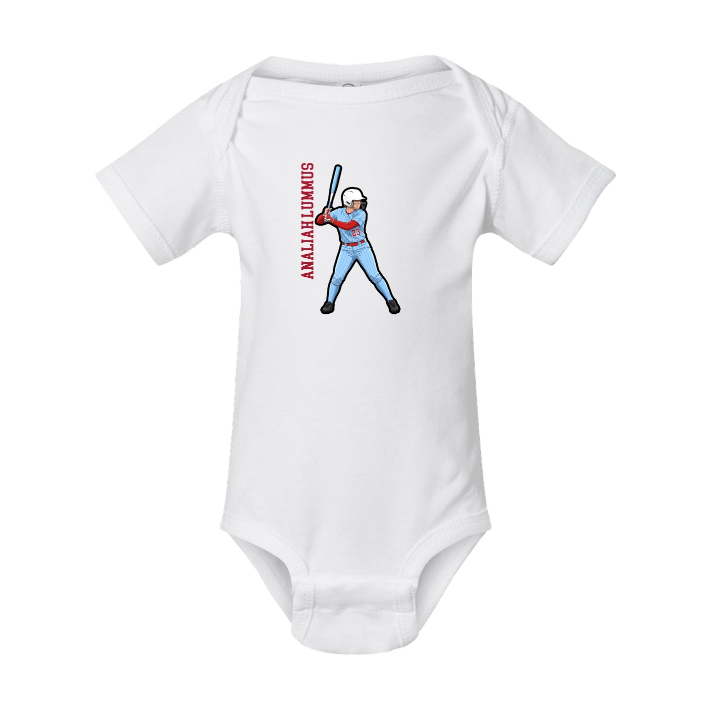 Baby Onesie — Name Vertical in White