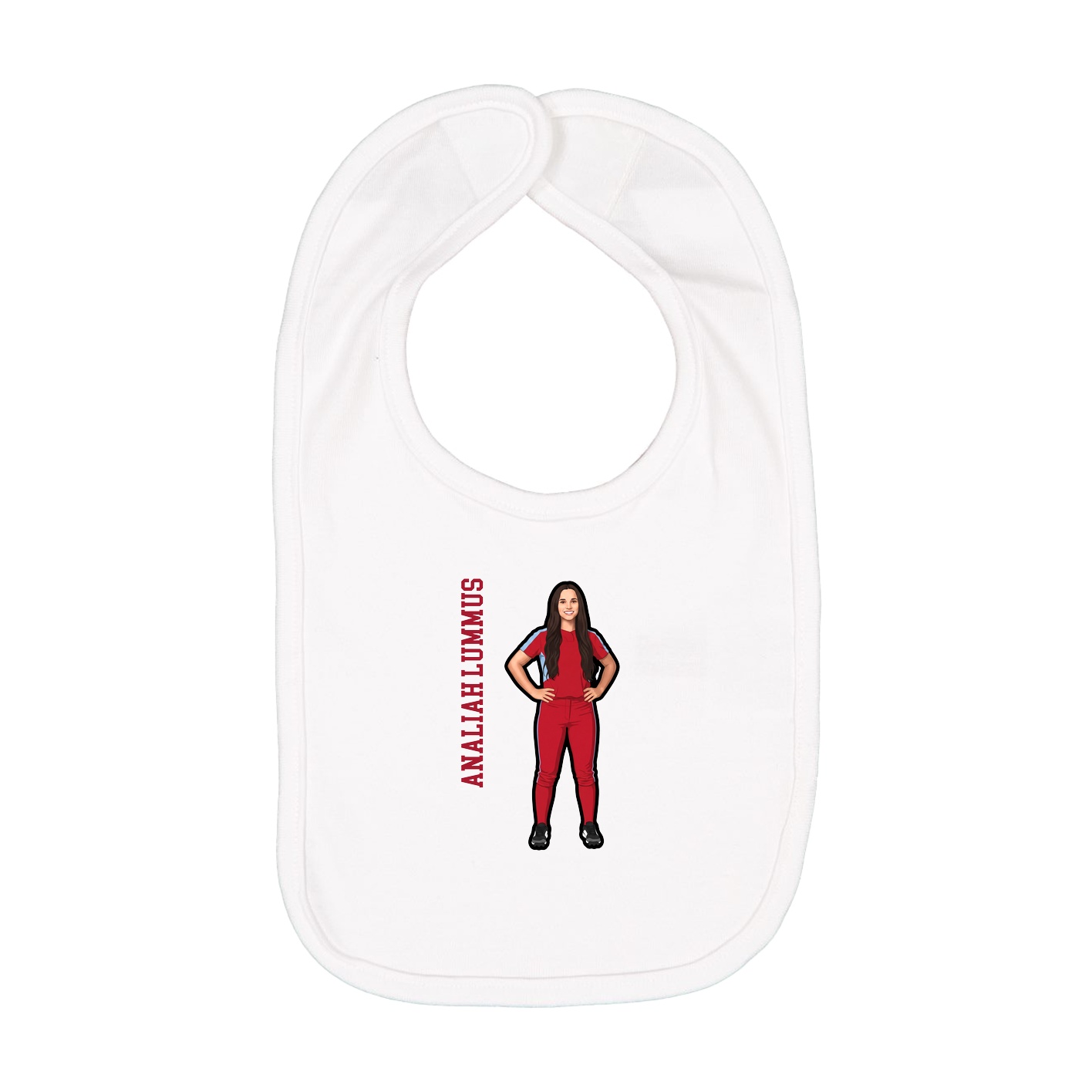 Infant Bib — Name Vertical in White