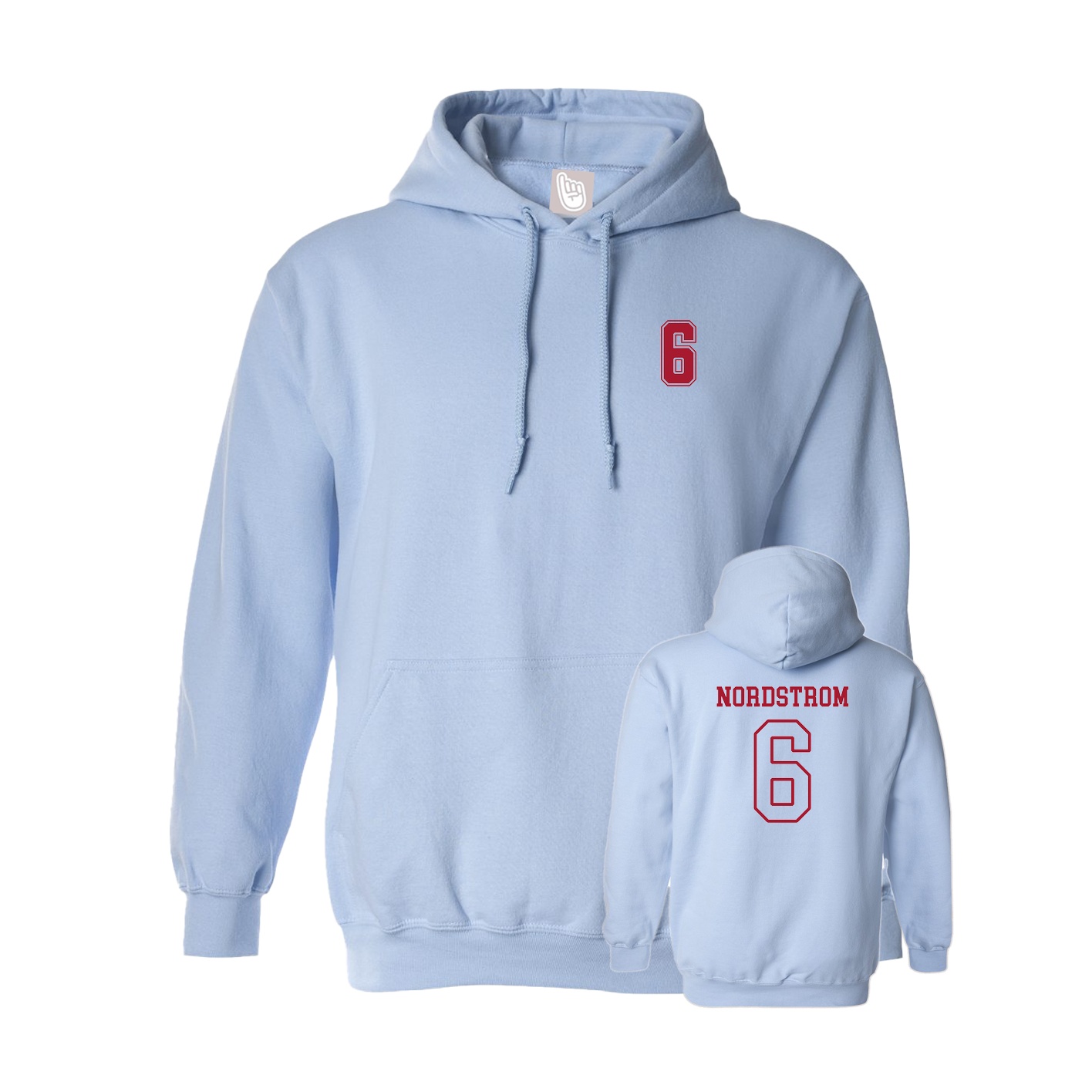 Hoodie — Chest Back in Light Blue