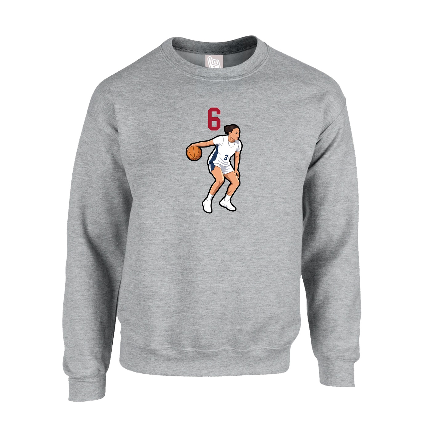 Fleece Crew — Number Top in Grey