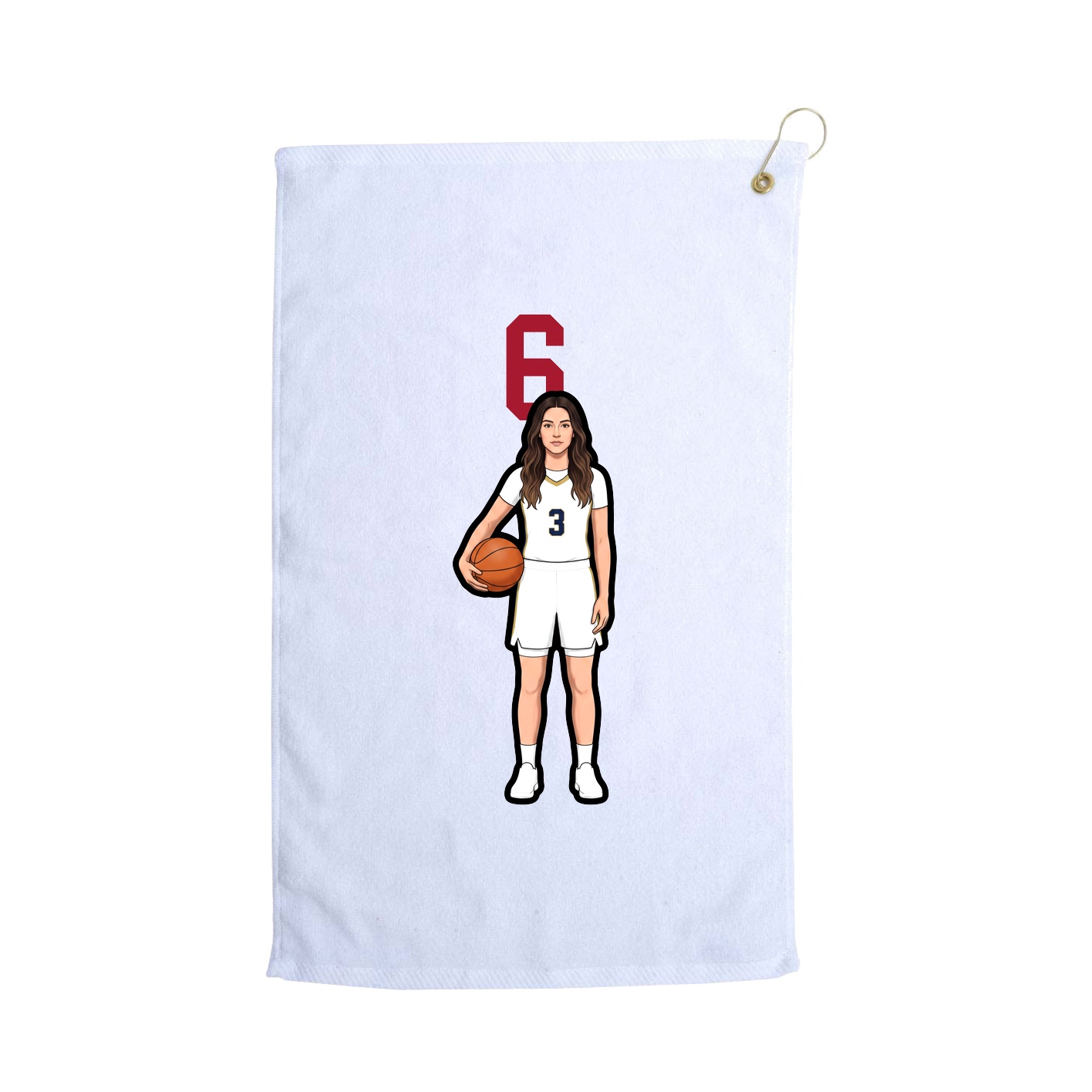 Golf Towel — Number Top in White